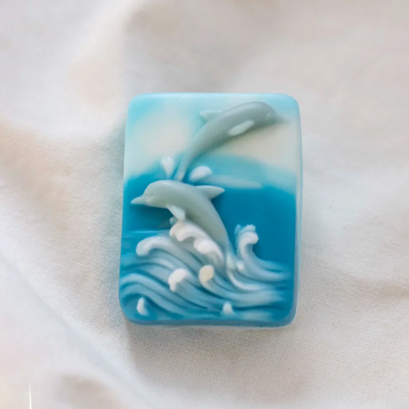 Surfing Dolphin Silicone Soap Mold DIY Relief Animal Soap Making Kits Handmade Cake Candle Mold Gifts Craft Supplies Home Decor silicone soap molds