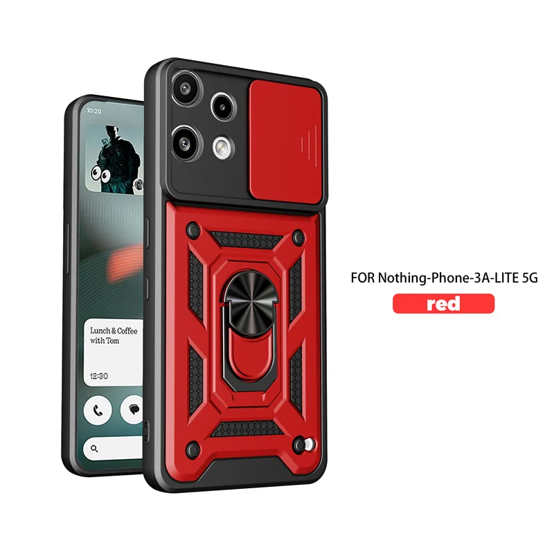 Kickstand Armor Phone Case with Lens Protection and Magnetic Ring Holder