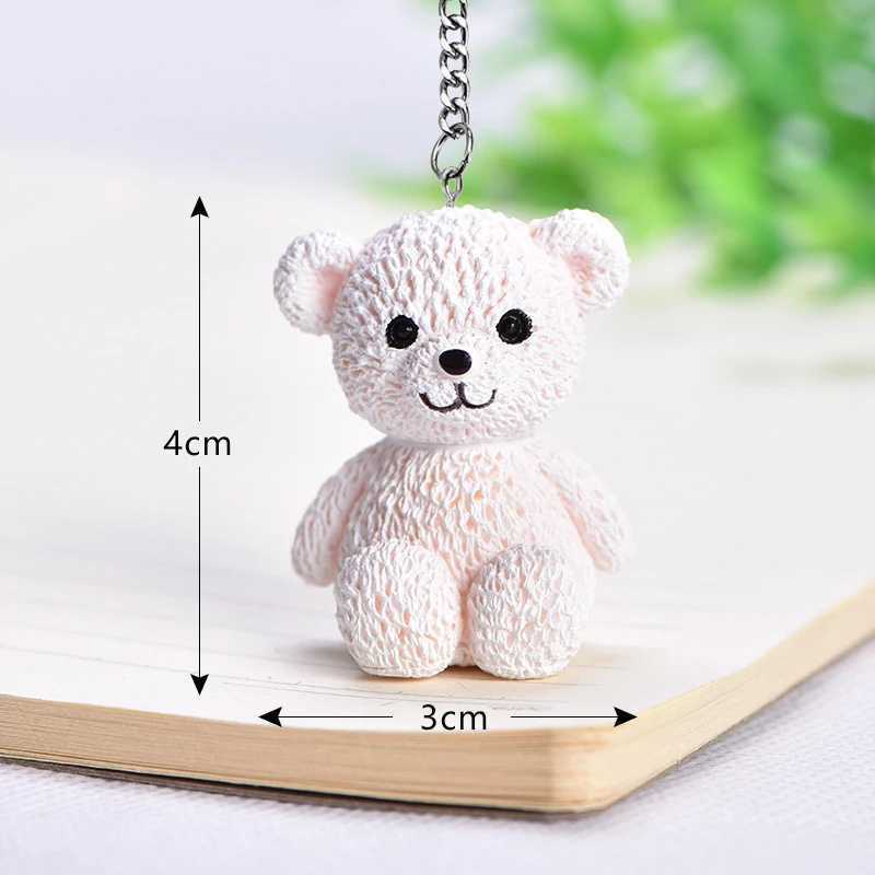 Фото Cartoon Resin Bear Doll Keychain Women Men Cute Anime Teddy Key Chain On Bag Car Trinket Jewelry Wedding Party Girls Gift №5