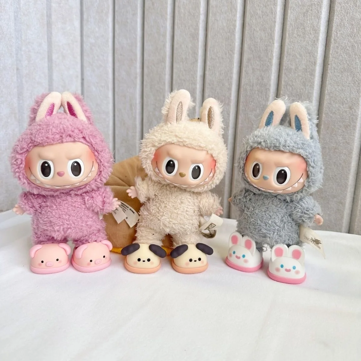 15-20cm Labubu Slippers Cotton Doll DIY Casual Sandals Doll Cute Accessories Decoration Cartoon Animal Toys In Stock