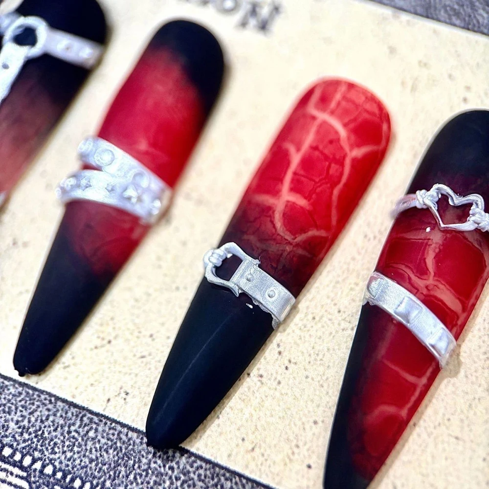 벨트 버클 펑크 여성용 레진 네일 파츠 도구 네일 몰드 실리콘 엠보싱 네일 아트 몰드 매니큐어 참 장식 용품 X