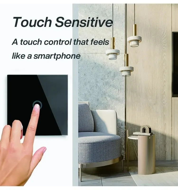 smart wall switch Touch Switch EU LED Crystal Glass Panel Wall Lamp Light Switch 1/2/3 Gang AC100-240V LED Sensor Switches Interruttore