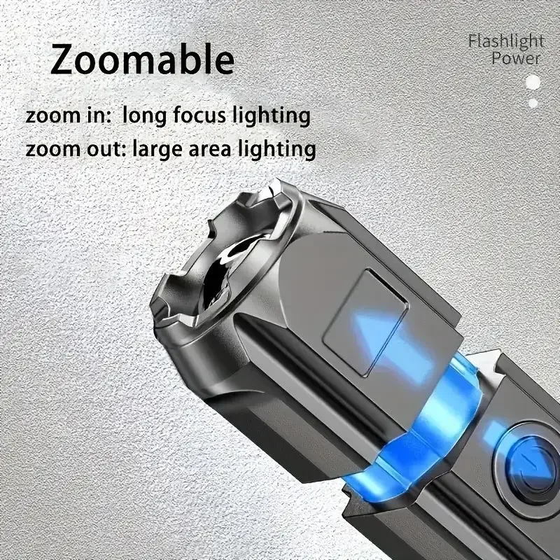 충전식 USB 강력 LED 손전등 10000루멘 방수 줌 기능 전술 손전등 (낚시, 사냥, 캠핑용)