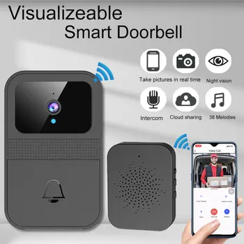 1Set Smart Home Wireless Video Doorbell 2-Way Audio HD Video Doorbell Camera Cloud Storage Night Vision, 2.4G WiFi Compatible 1