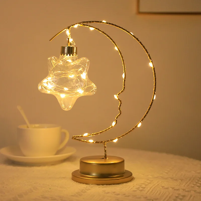 

Christmas Decorative Light Iron Moon Interior Decoration Small Night Light Birthday Ggift Modeling Light Small Table Lamp