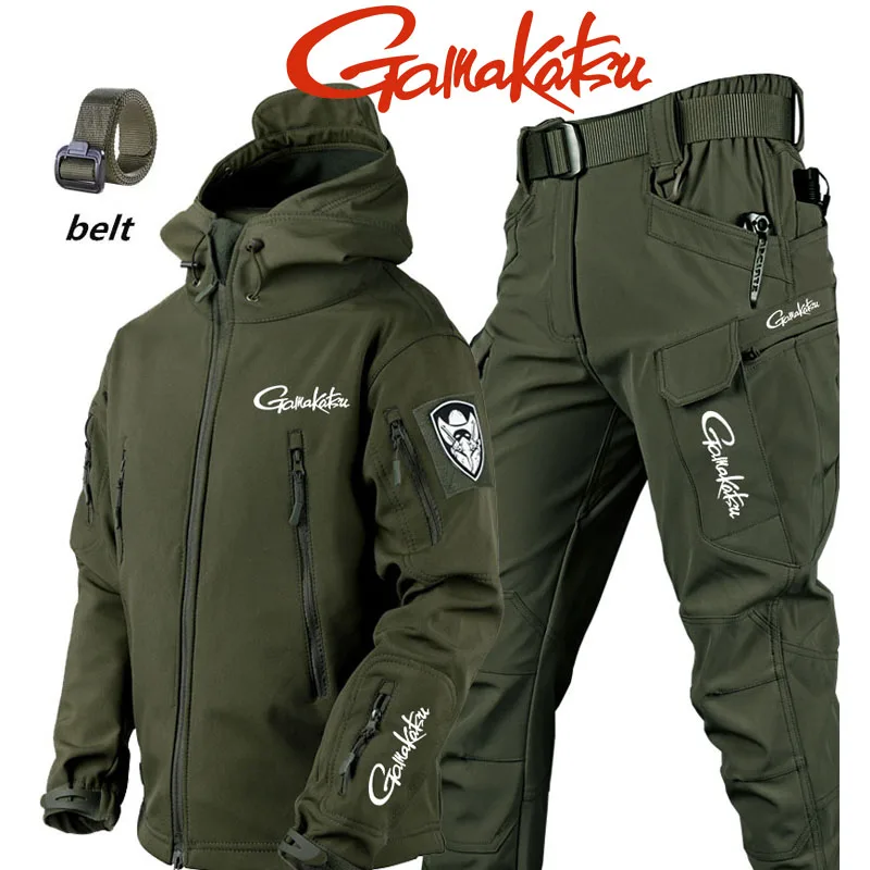 

Autumn/Winter New plush and thickened military tactical jacket 2024 outdoor waterproof and warm fishing suit hiking hunting set