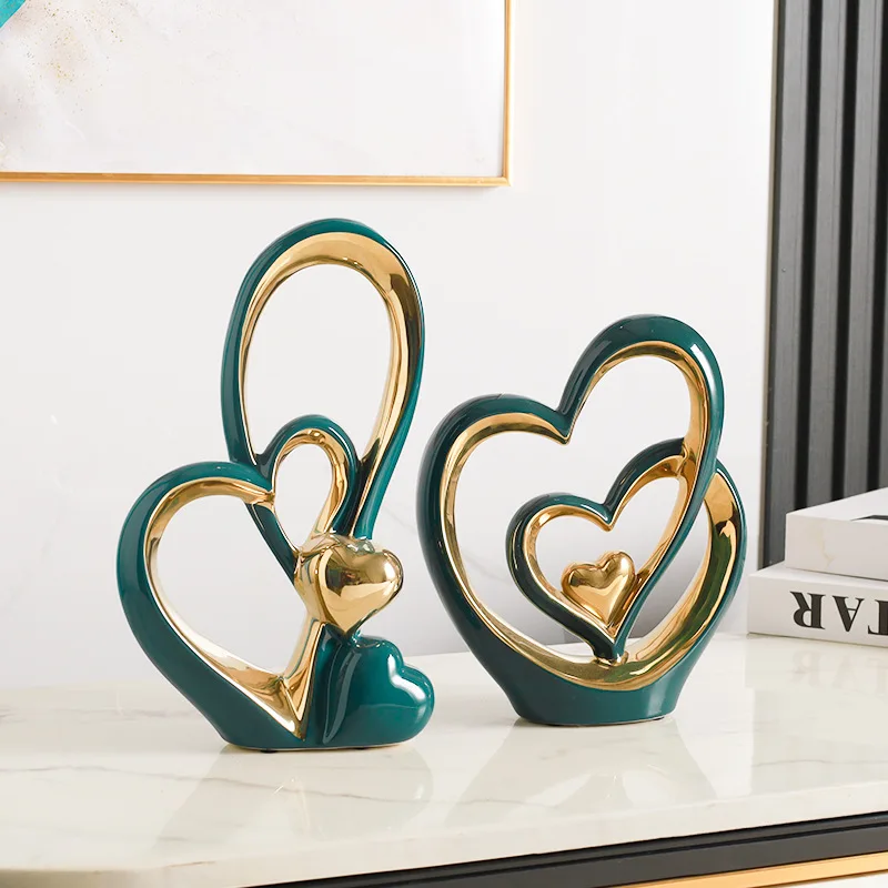 2Pcs/Light luxury gold painted ceramic ornaments, living room foyer, wine cabinet decoration, TV cabinet, high-end home decorati 3