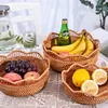 Hand-Woven Storage Basket Rattan Storage Tray Wicker Baskets Bread Fruit Food Breakfast Display Box Handicrafts Home Decoration 1
