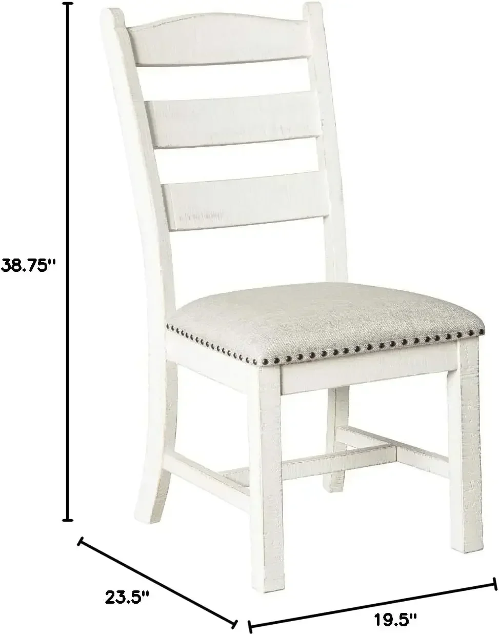 Cushioned Dining Chair with Signature Design, Vintage Farmhouse, Whitewash,   2 Count 2