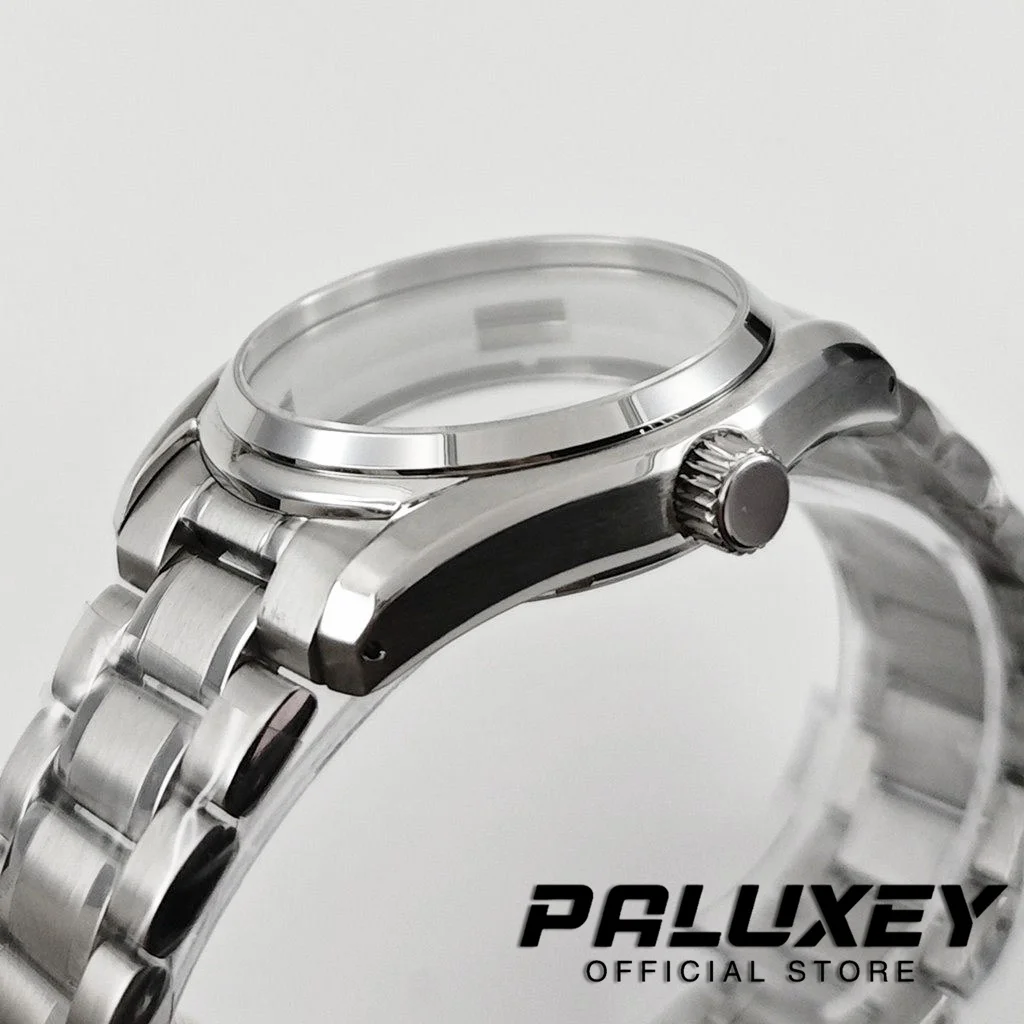 Premium 39.5mm Silver Sapphire Crystal Watch Case with Dial Fit Enhancement