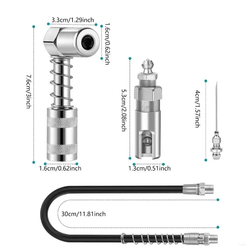 N5KD Professional Grease Guns Lubrication Application with 90 Degree Adapters Suitable for Machinery Maintenance Workshop Use