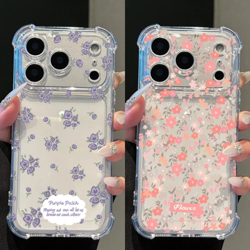 Vintage Small Floral Clear Soft Phone Case - Clear Korean TPU Cover