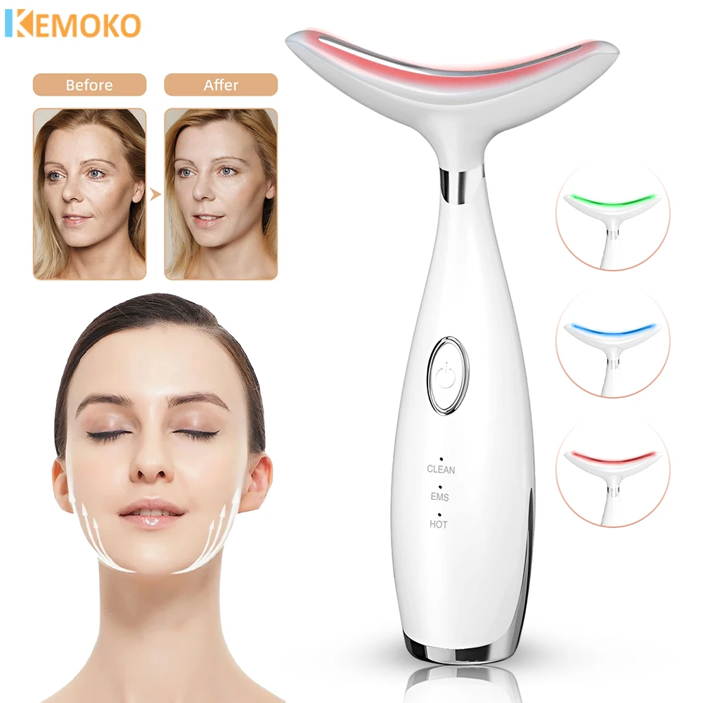 

EMS Facial Massager Roller Microcurrent LED Photon Neck Beauty Face Lifting Massage Neck Wrinkles Double Chin Remover Device