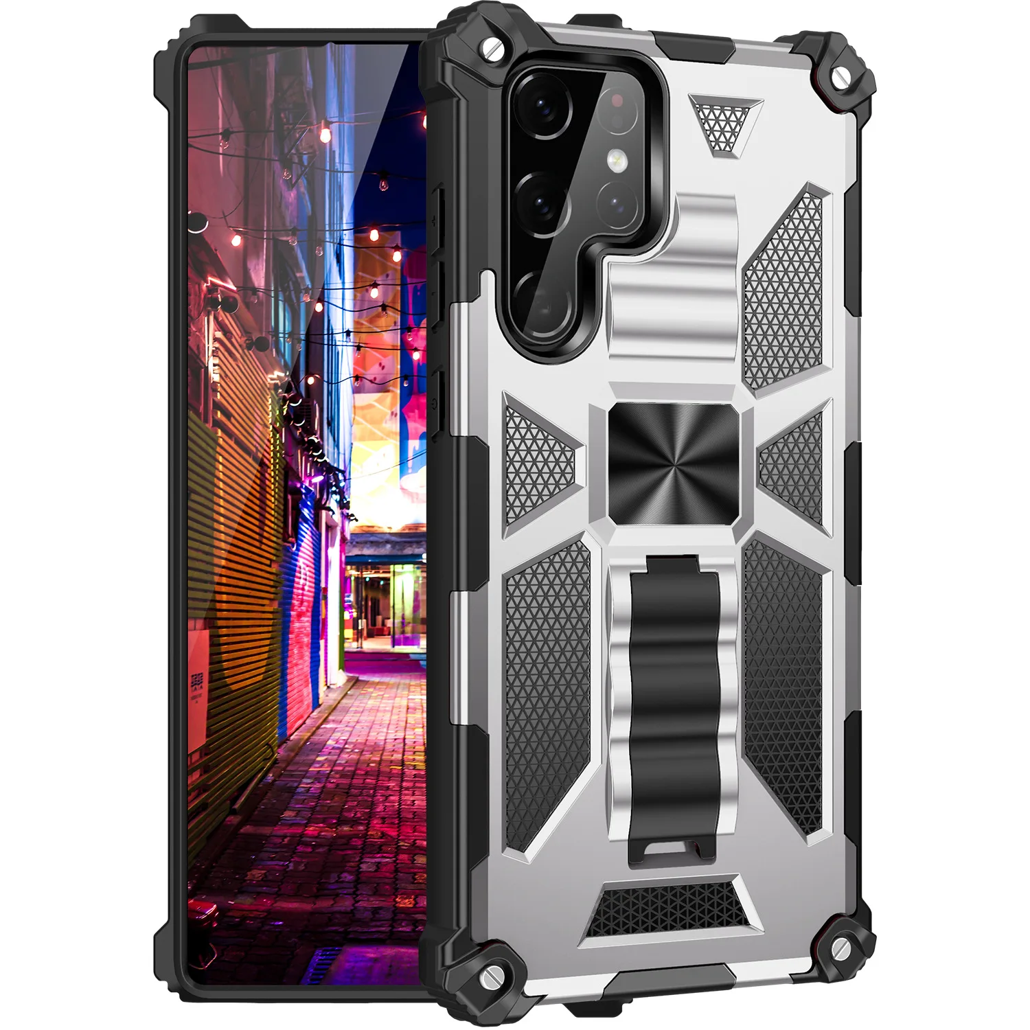 

Luxury Magnetic Holder Case For Samsung Galaxy S22 Ultra Lens Protection ShockProof Phone Case For Galaxy S22 Ultra Accessories
