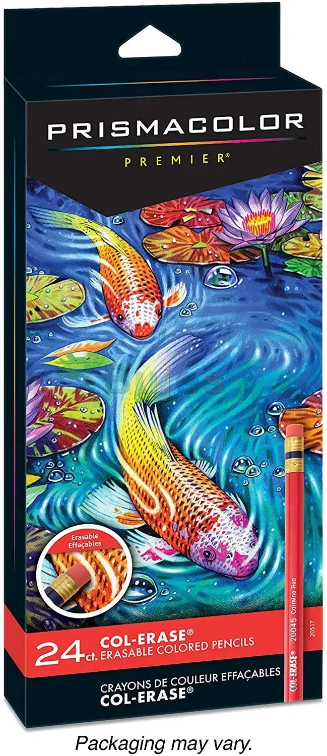 오리지널 Prismacolor Col-Erase 지울 수 있는 색연필, 24개, 다양한 색상(20517), 아티스트 품질, 성인 및 어린이용