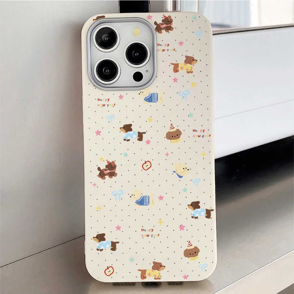 Cream Polka Dot Dachshund Dog Soft TPU Case