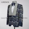Customized Crystal Men Suits 2 Pieces Sets Groom Wedding Tuxedos With Tassel Diamond Male Prom Blazers Terno Masculino Completo 4