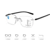 Unisex Square Progressive Multifocal Glasses Men Women Trendy Rimless Reading Glasses Vintage Blue Light Blcoking Eyeglasses 6