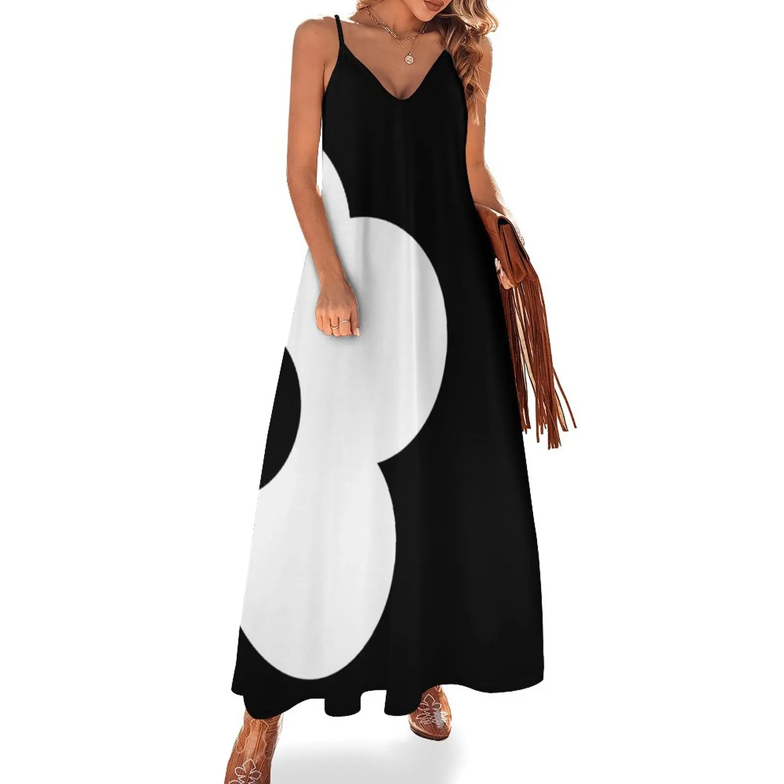

Bold Retro Contrast Flower Graphic Sleeveless Dress women's summer clothing 2023 summer dress woman 2023 dresses for prom