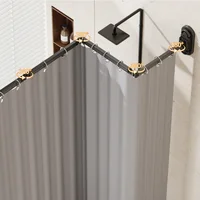 No Drill Sucker Folding Rod Shower Curtain Set Invisible Shower Partition Bathroom Dry-wet Separation Waterproof Retractable 2