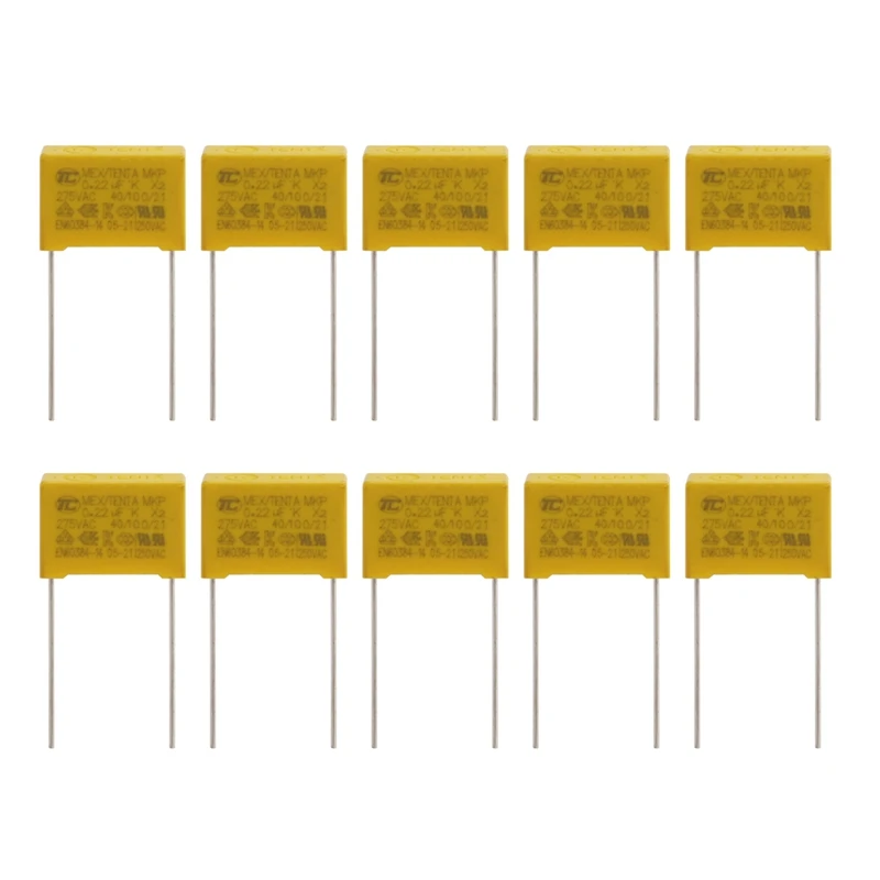 Polypropylene Capacitors 10 Pcs AC 275V 0.22Uf Polypropylene Film Safety Capacitors MPX
