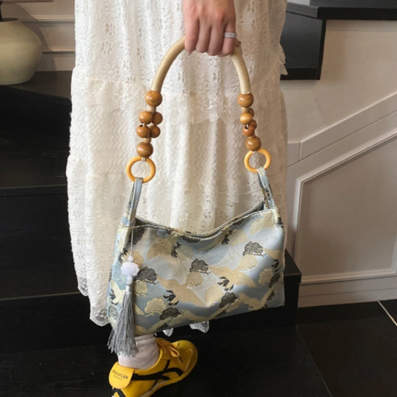 Borse a Spalla con Nappe Decorative Ricamate Stile Etnico Chiusura a Cerniera Filo da Cucito Nuova Collezione Primavera 2026 Borse da Donna di Tendenza - immagine 2