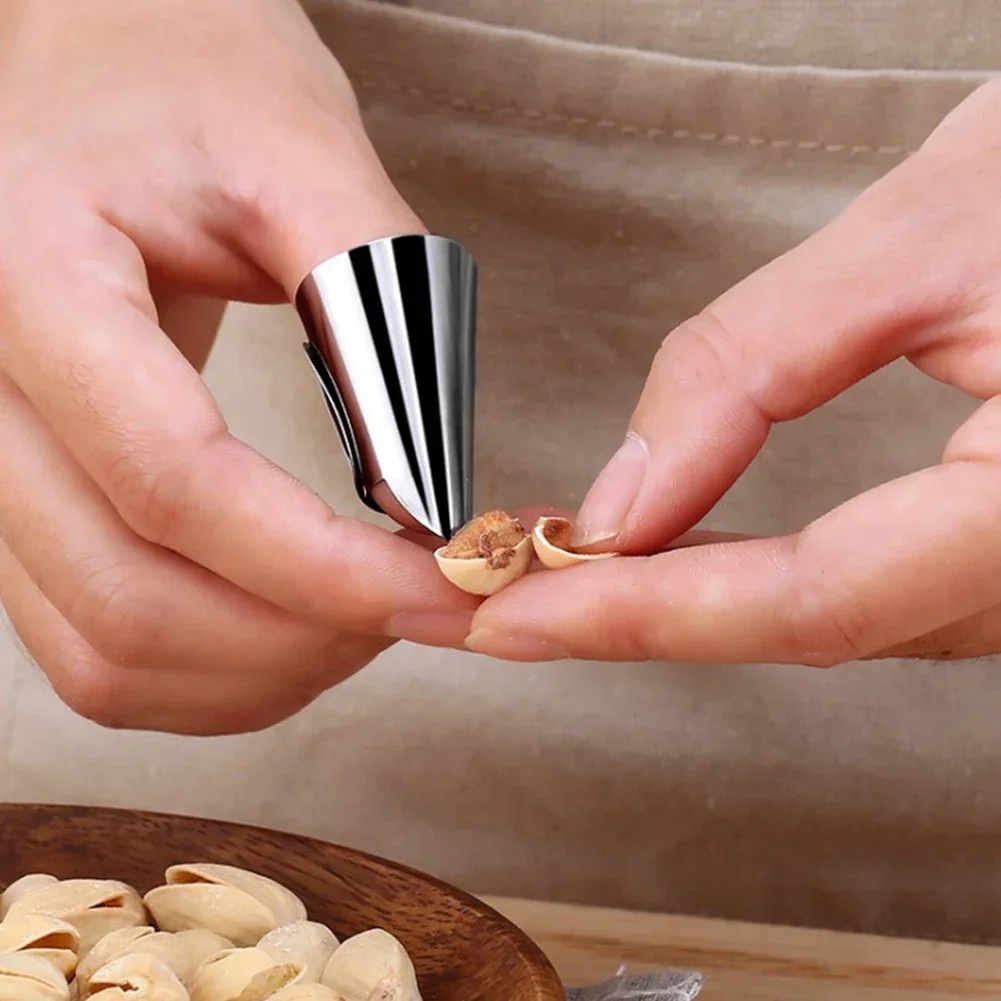 Home Stainless Steel Kitchen Cutting Protection Tools Finger Protectors Peanut Sheller Vegetable Nuts Peeling Finger Guard 5pcs