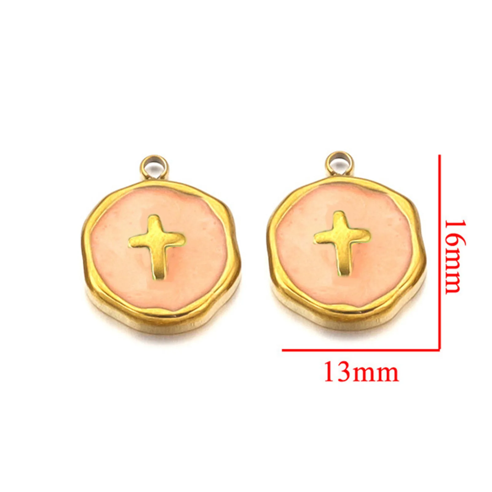 2 Stück Edelstahl Emaille Charms Mond Kreuz Stern Herz Anhänger mehrfarbig für DIY Halskette Schmuck Herstellung liefert Handwerk – Detail 9