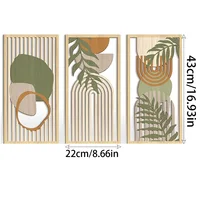 3pcs Bohemian Style Hollow Wooden Wall Art Abstract Geometry Decor for Bedroom Living Room Dining Room Porch 6