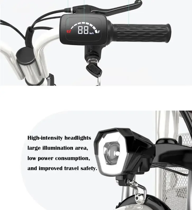 YIDI New Design Light Weight 500W Electric Bicycle Basket Folding Mini Pet Electric Scooter With Child Seat