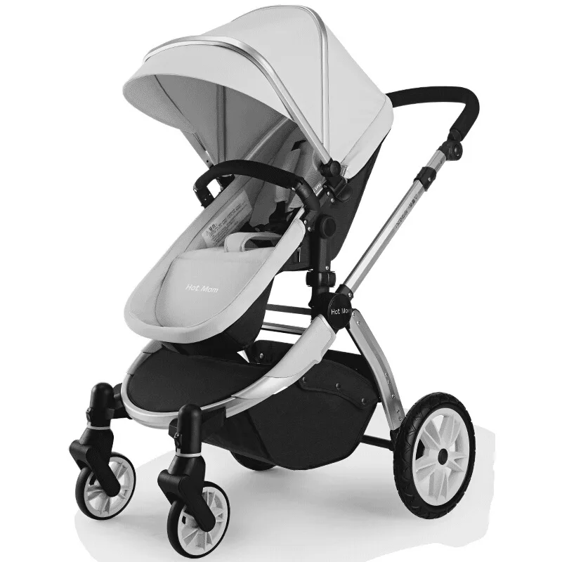 New Luxury PU Leather Baby Stroller,High-Grade Baby Stroller High Landscape Infant Carriage,eggshell Stroller,Folding Pram