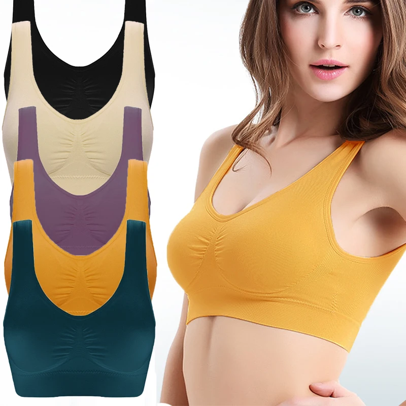 Women's seamless Bra No pad Brassiere Underwear chest sleep yoga sports bra vest Big Size Top Cotton Bralette 1