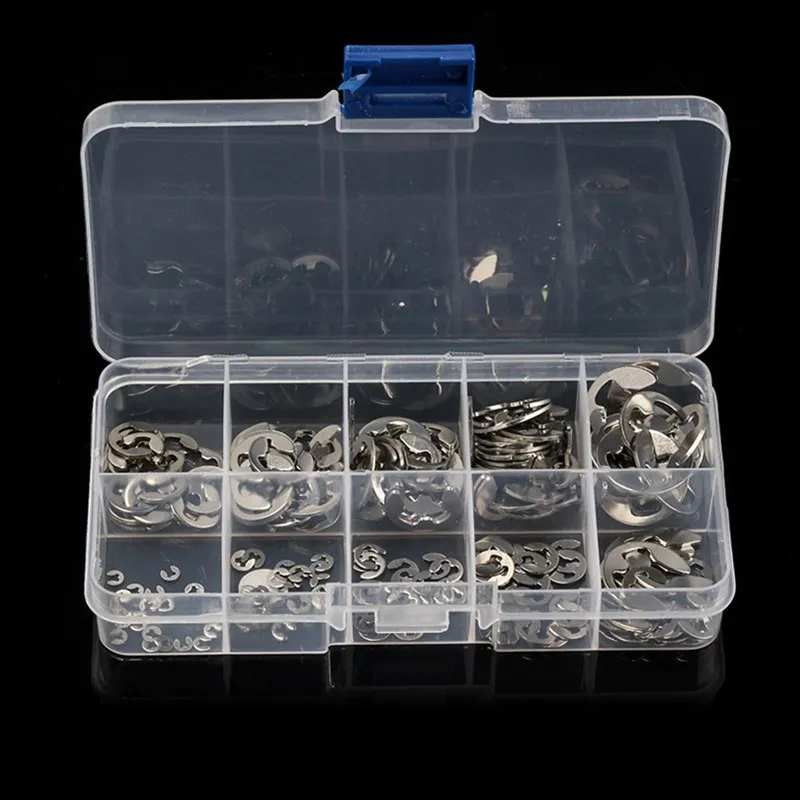 Stainless steel retaining ring E clip snap circlip washer assortment kit 1.5-10mm for shaft fastener 120pcs
