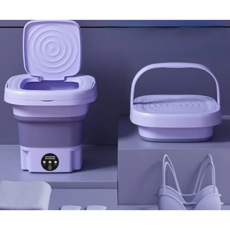 

Portable Foldable Washing Machine with Spin Dryer Automatic Mini Underwear Sock 110v/220V Washing Machine with Centrifuge 8L
