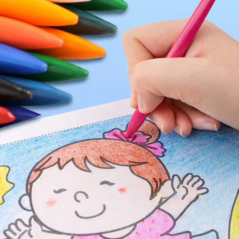 12/18/24 Colors Triangular Crayon Set Colorful Crayons Dual-head Pastel Washable and Erasable Crayon Durable Graffiti Oil Stick - 2