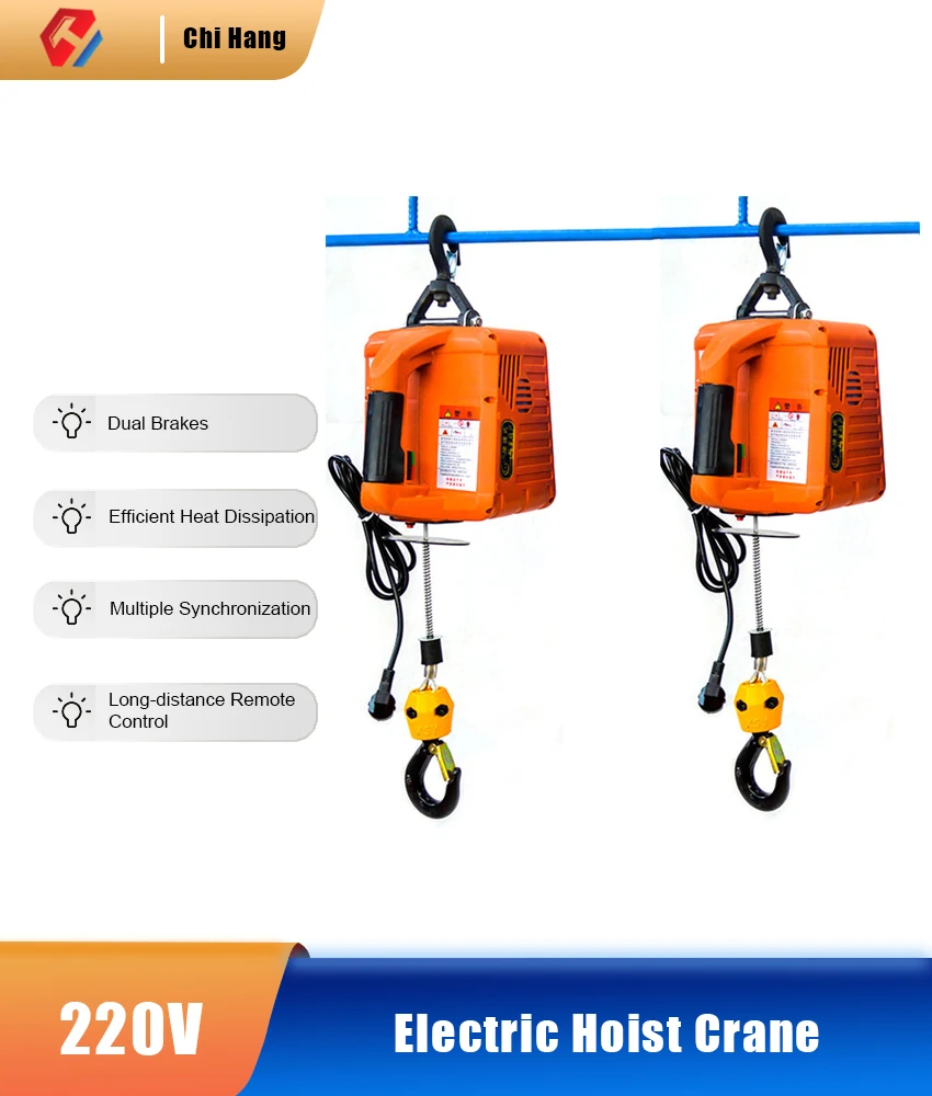 

500KG Load Portable Electric Winch Traction Hoist Manual/Remote Control/Wire Control Electric Hoist 220V/110V Hoist Lifting Tool