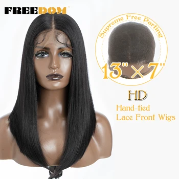 FREEDOM 13X7 Synthetic Lace Front Wigs For Black Women Straight Long Bob Lace Wigs Ombre Pink Blue Cosplay Wigs Heat Resistant