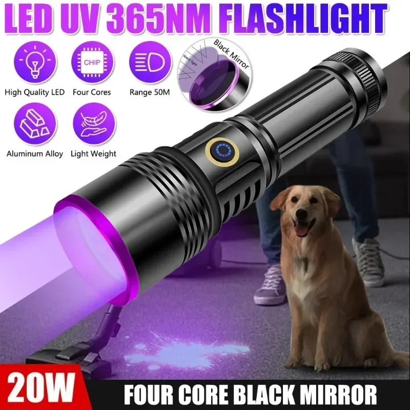 Détecteur Urine Chat Chien Lumière Noire Lampe Torche UV 395nm Rechargeable USB-C – Détecteur D'urine, Billets, Scorpions – Compacte Et Puissante Lampe De Poche