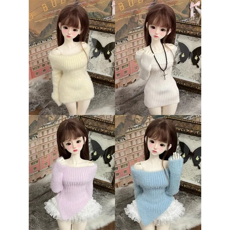 

Женское платье-свитер на плечах BJD 1/4, кукольная одежда W465