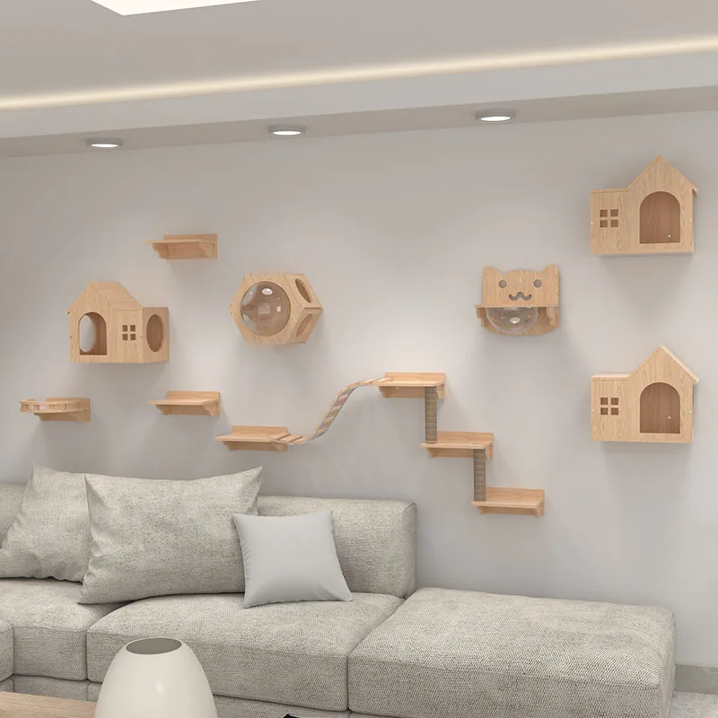 Cat Climbing Frame Wall-Type Solid Wood Wall Wall-Mounted Toy Large Soft Ladder Jumping Platform Cat Scraper Tree Accessories 6 Cat Climbing Frame Wall-Type Solid Wood Wall Wall-Mounted Toy Large Soft Ladder Jumping Platform Cat Scraper Tree Accessories 6