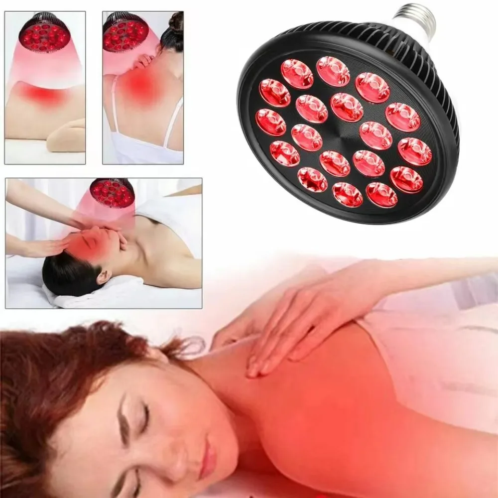 Red Light Therapy Lamp with Holder 360&deg; Adjustable Clamp 660nm&850nm Infrared Combo Bulb for Skin Care Pain Relief and Recovery infrared therapy lamp