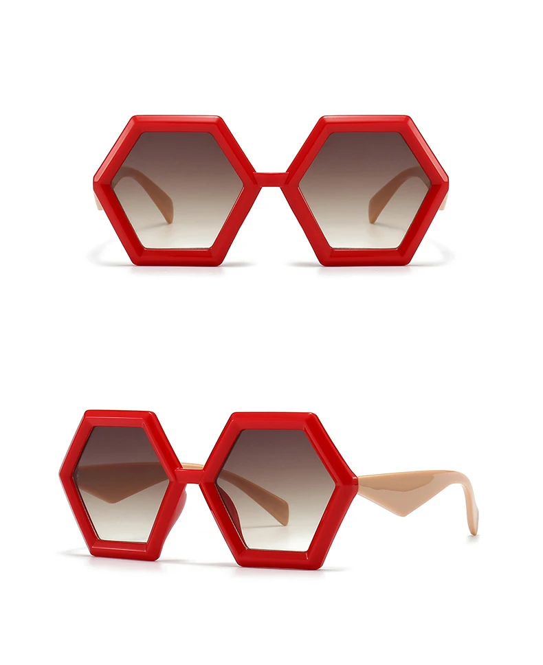 56880 neue Polygon Farbverlauf Sonnenbrille Frauen Mode große Retro Sonnenschutz Spiegel im Freien Schutzschirme uv400 – Detail 9