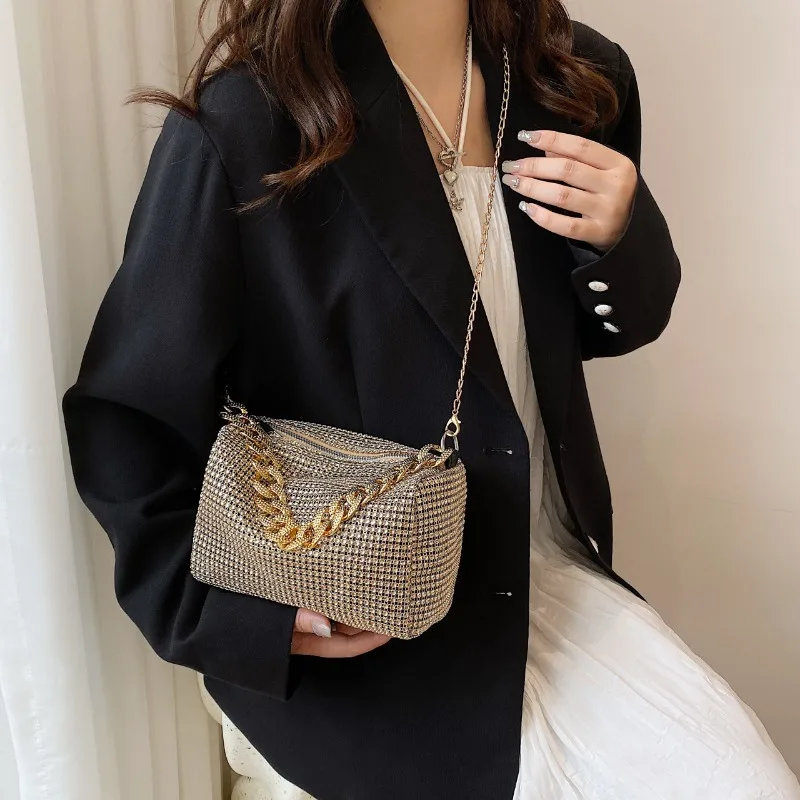 Fashionable Women's Tote Bag, Chic Banquet Bag, Stylish Bright Diamond Crossbody Bag Fashionable Shiny Diamond Handbag Cross Bag