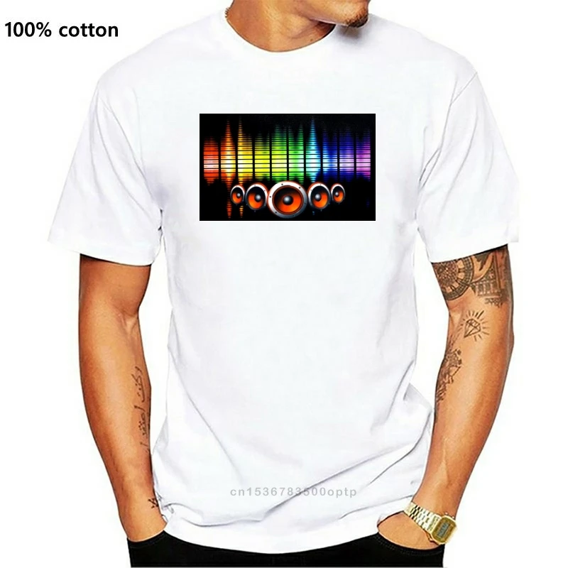 

Men t shirt Hot Sale Sound Activated Led Light Up and Down Flashing Equalizer EL for Rock Disco Party DJ Tee women