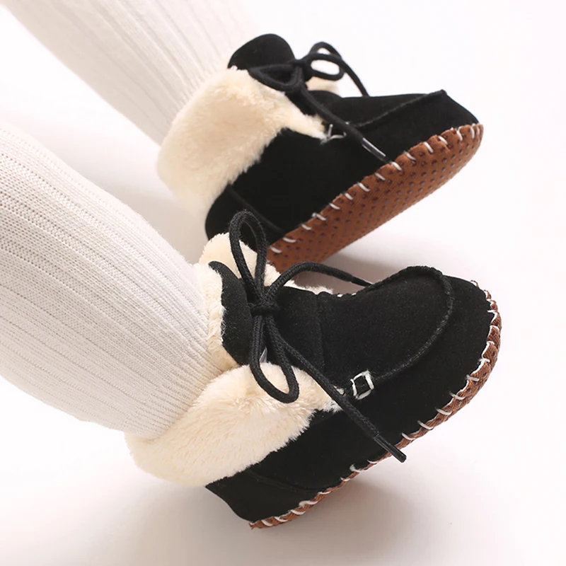Blotona Infant Winter Warm Snow Boots Tie Up Baby First Walker Shoes for Christmas, Baby Shower