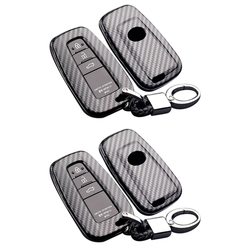 

2X For Toyota Camry Corolla CHR Prado RAV4 Prius 2018 2019 Carbon Fiber Car Remote Key Case Fob Cover Accessories