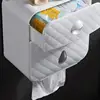 A3PA Bathroom Multifunctional Toilet Paper Holder Perforation-Free Self-Adhesive Box 1