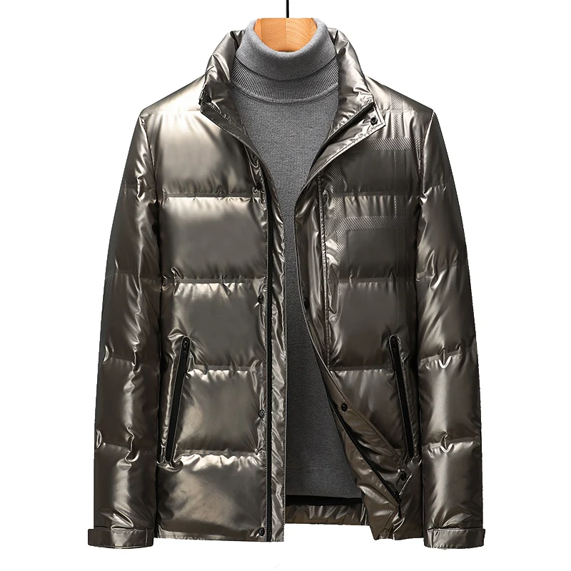 New 2023 Autumn Winter Men's Bright White Duck Down Jackets Outwear Solid Waterproof Warm Short Puffer Coats Down Bread Clothing