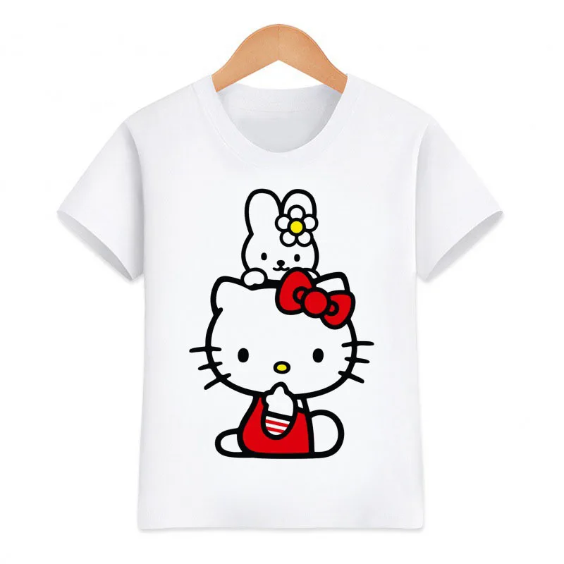 thumbnail image 1 of Hello Kitty-ropa para niños, novedad de verano, pantalón corto informal para niñas, camisetas de manga corta, camisas bonitas de dibujos animados para bebés, Camiseta deportiva cómoda, 1 of 5