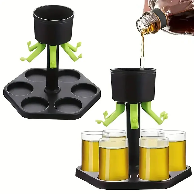 Plastic Shot Dispenser 6 with holder Shot Buddy Dispenser Liquor Pourer Glasses Bar Glasses for Filling Drink